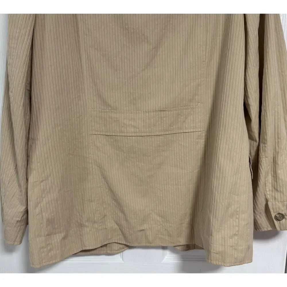Claiborne Men's Tan Beige Cotton Two Buttons Sportscoat Blazer Jacket Size 44R